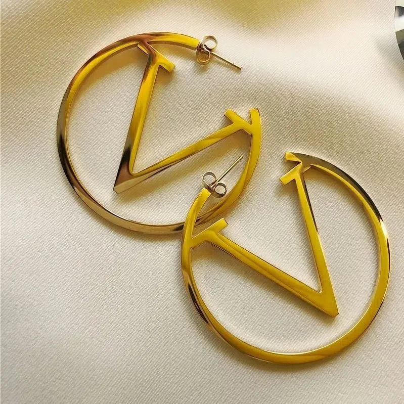 The V Letter Statement Earrings