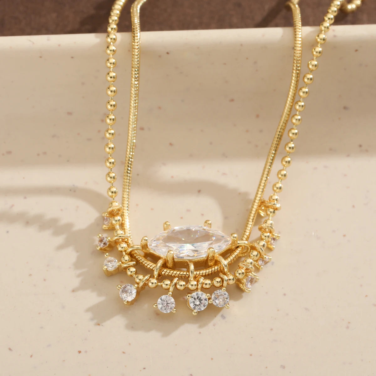 The Marquise Gemstone Tassel Necklace