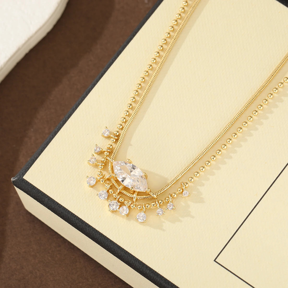 The Marquise Gemstone Tassel Necklace