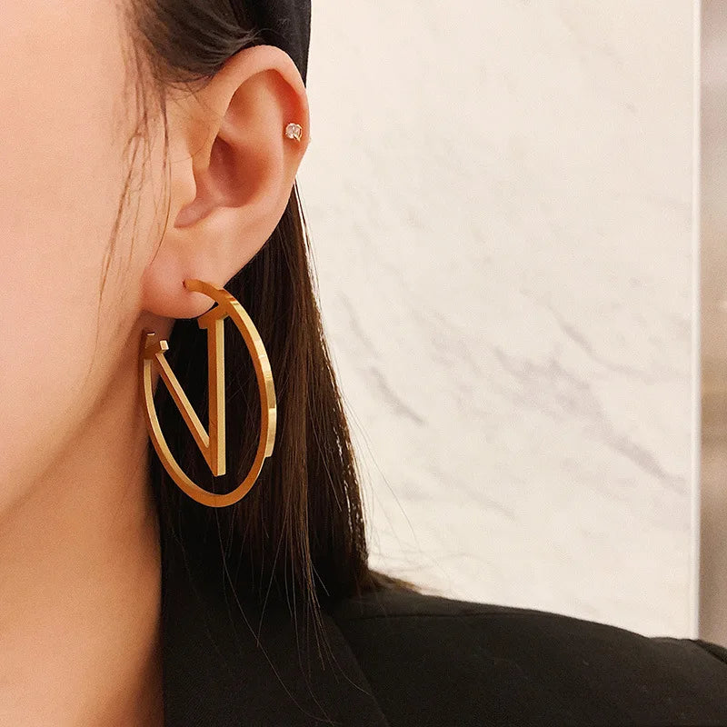 The V Letter Statement Earrings