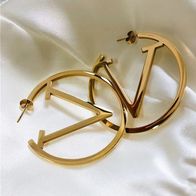 The V Letter Statement Earrings